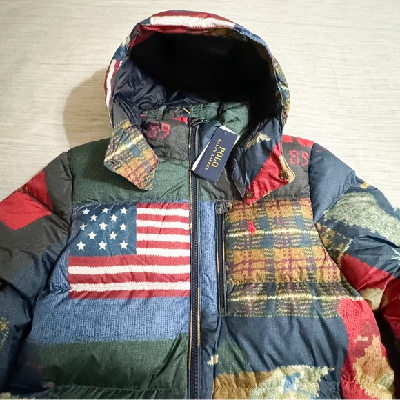 Polo Ralph Lauren Water Repellent Quilted Americana Flag Patchwork Down Jacket😳 - Picture 2 of 16